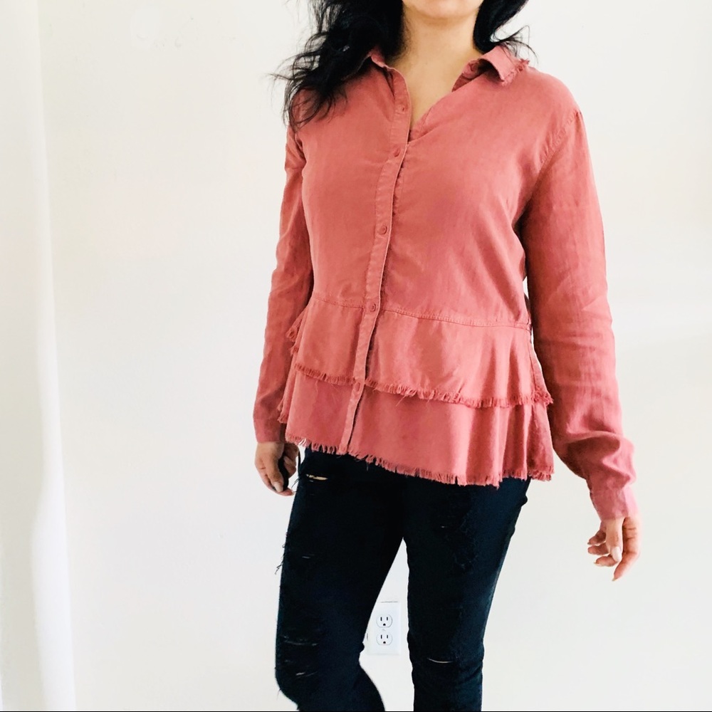 Anthropologie Cloth & Stone Tiered Button Down Top